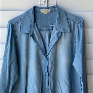 Side Stitch Denim Blouse